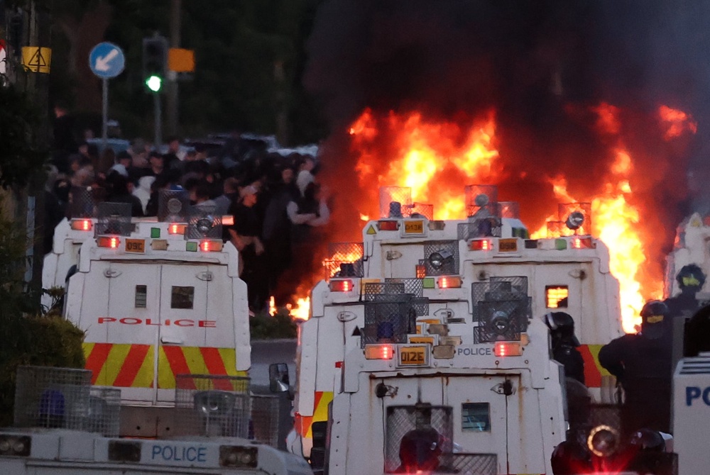 Police respond following rioting which occurred last month (PA) (PA Wire)