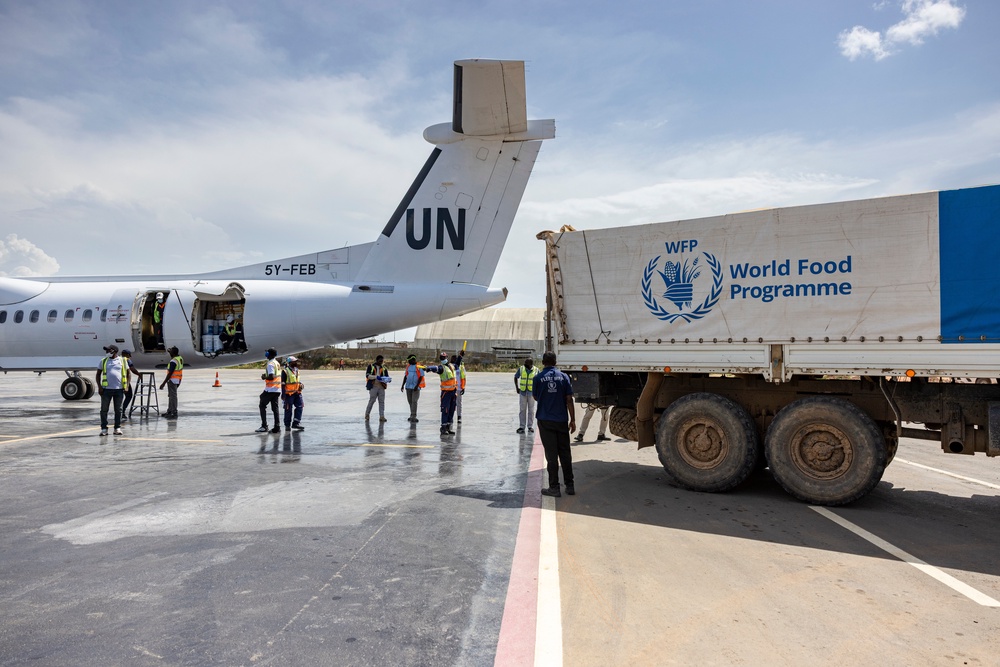 A World Food Programme truck is seen next to a UN flight in the Democratic Republic of the Congo (Getty)
