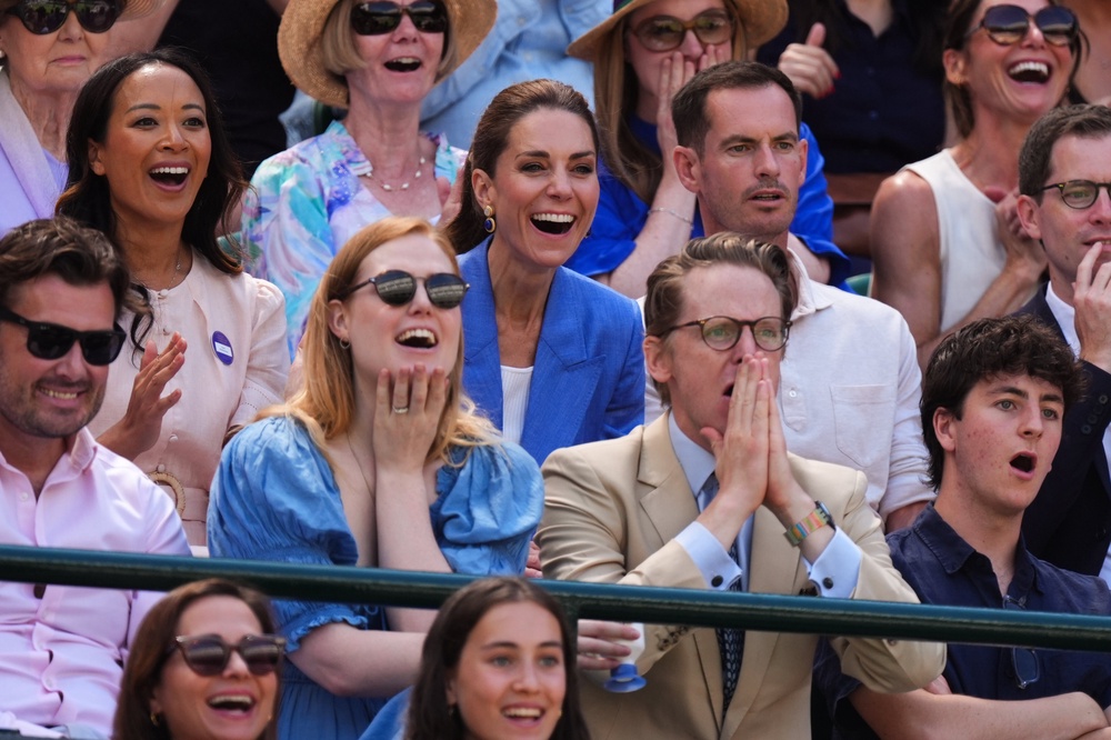 The Princess of Wales with Anne Keothavong and Sir Andy Murray watching Katie Swan of Great Britain during her Ladies’ Singles match against Madison Keys of the United States at Wimbledon (Mike Egerton/PA) (PA Wire)