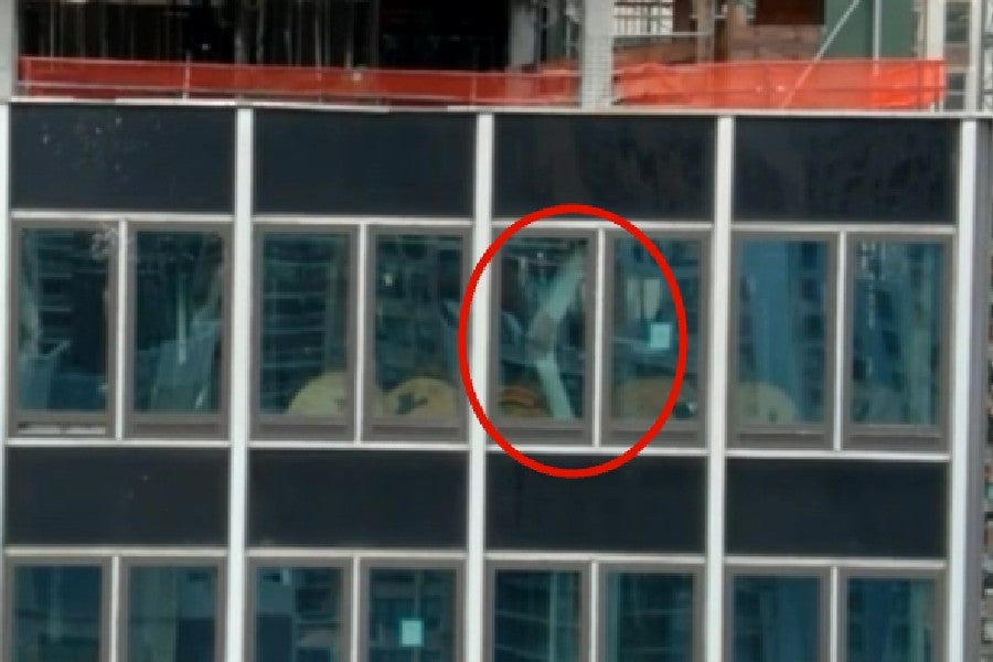 New York City Fire Department officials set up a 'collapse zone' as they tried to save the building from falling down (FDNY)