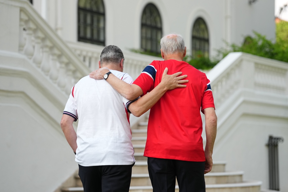 Prime Minister Sir Keir Starmer (left) and Norway’s Prime Minister Jonas Gahr Store pose as they wear their national team’s football shirts prior to a meeting at the British Embassy on the sidelines of the Nato summit in Ankara, Turkey (Alastair Grant/PA) (PA Wire)