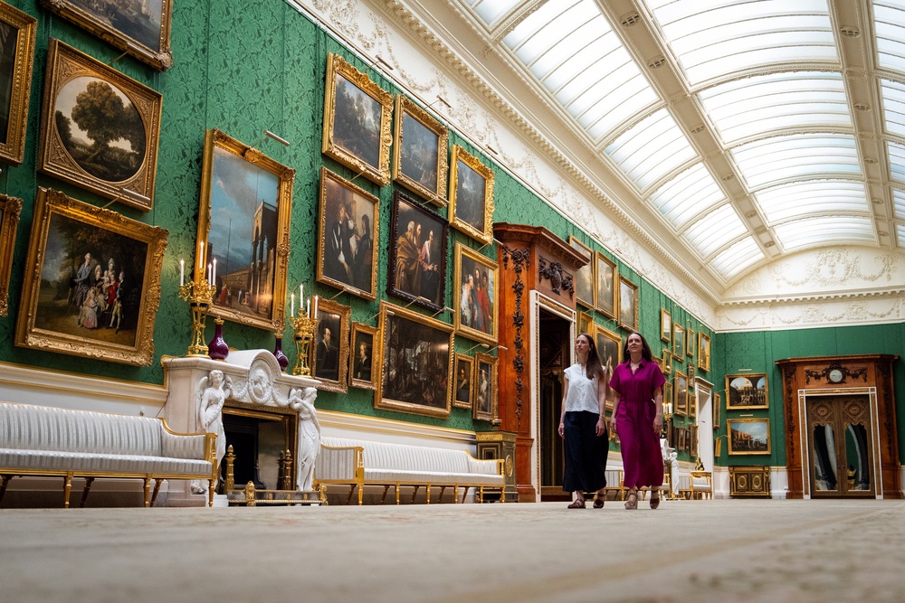 Royal Collection Trust staff walk through the revamped Picture Gallery (Aaron Chown/PA) (PA Wire)