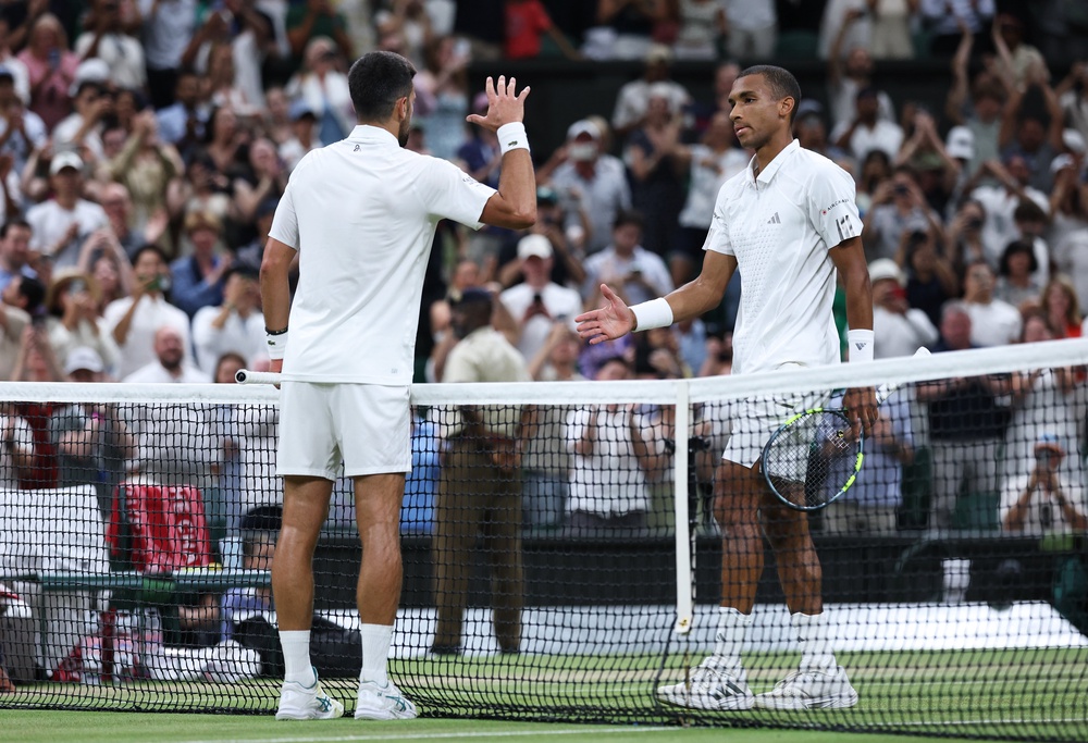 Djokovic denied the third seed Auger-Aliassime with another quarter-final victory that rolled back the years (Getty)