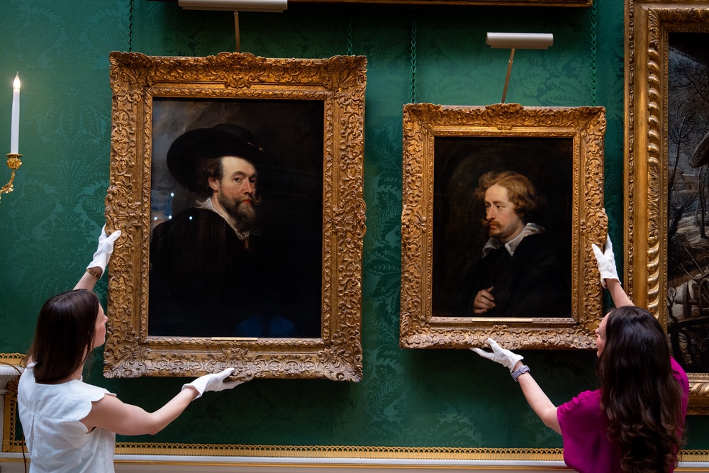 Sir Peter Paul Rubens’ Self-Portrait from 1623 next to Rubens’s portrait of Sir Anthony Van Dyck (Aaron Chown/PA) (PA Wire)