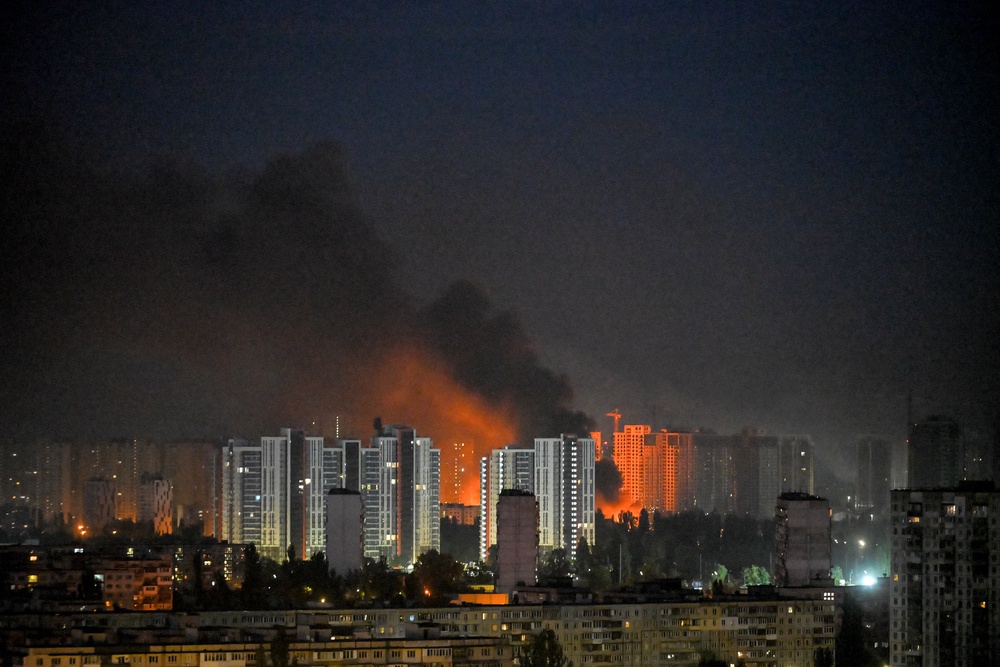 File: An explosion during a Russian missile strike on the Ukrainian capital of Kyiv (AFP/Getty)