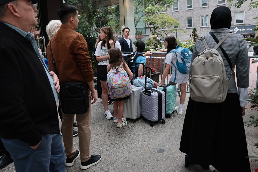 Some New Yorkers and tourists were left scrambling for hotel rooms after being evacuated from nearby buildings (Getty)