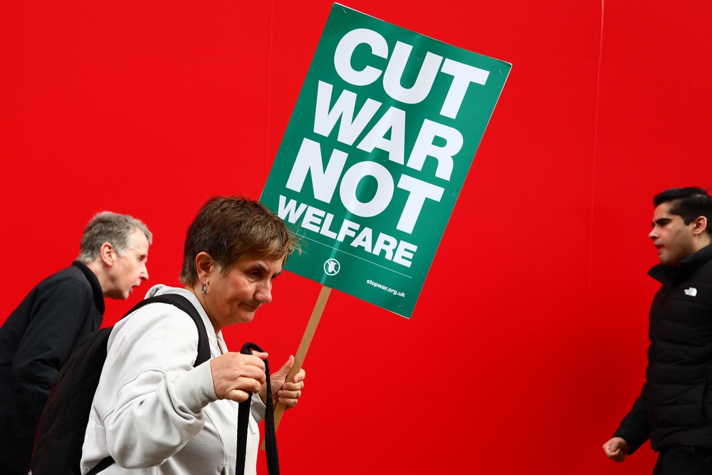 A protester against Labour's proposed welfare cuts, June 2025 (Getty)