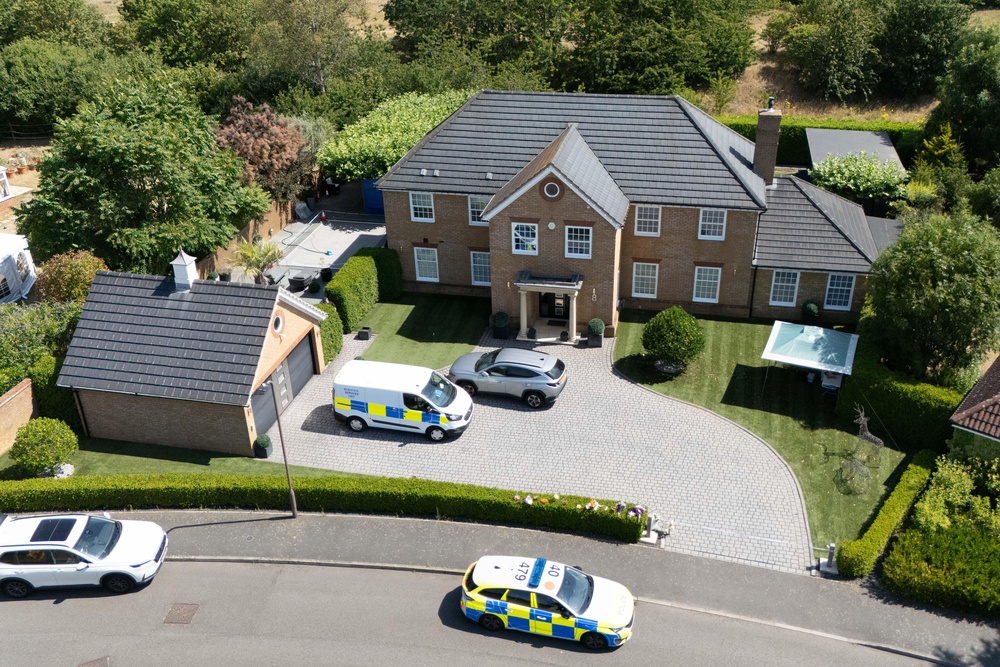 The scene at a house on Carnoustie Drive, Great Denham, near Bedford (PA Wire)