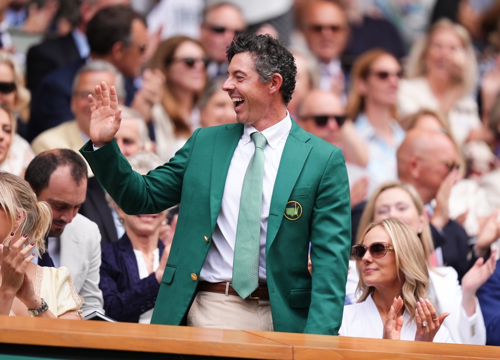 Masters champion Rory McIlroy donned his Green Jacket in the Royal Box at Wimbledon (Mike Egerton/PA) (PA Wire)