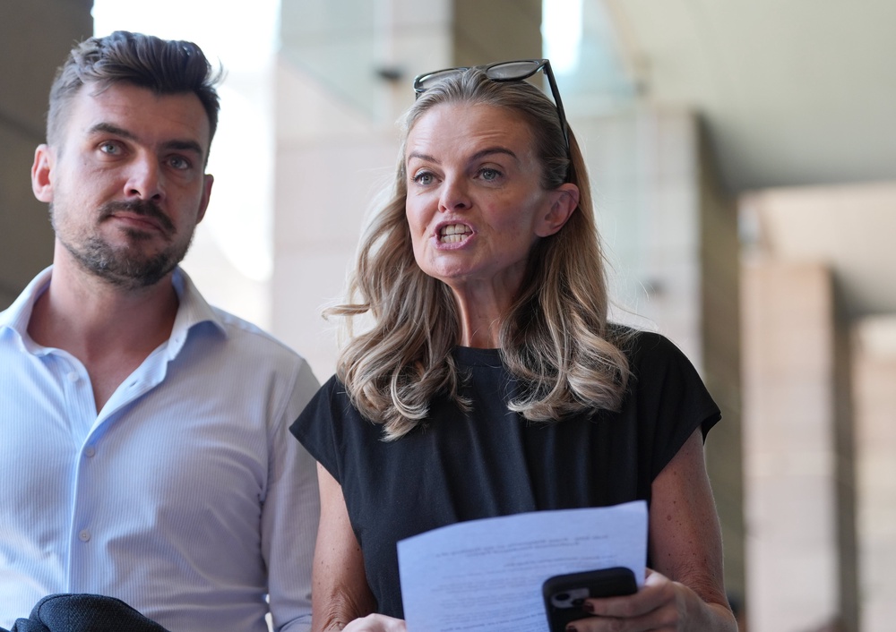 Laura Enston, the granddaughter of Ellis, makes a statement following the conditional pardon being granted (PA)