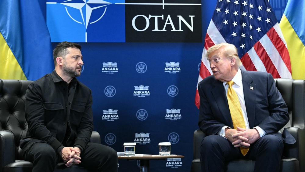 Ukraine's President Volodymyr Zelensky (L) meets with US President Donald Trump on the sidelines of the NATO Summit at Bestepe Presidential Compound in Ankara, on July 8, 2026. (AFP/Getty)