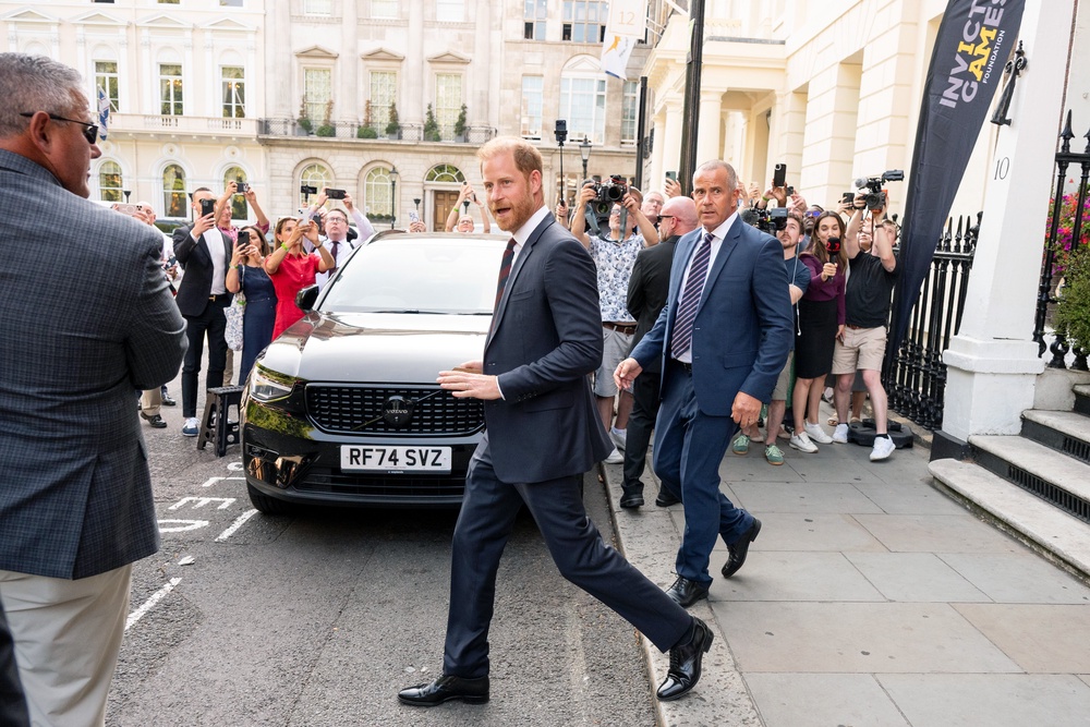 Prince Harry, Duke of Sussex leaves Chatham House on Tuesday (Getty)