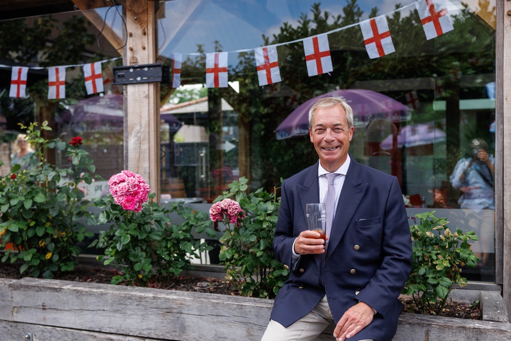 Mr Farage campaigns in Essex after triggering a Clacton by-Election (Getty)