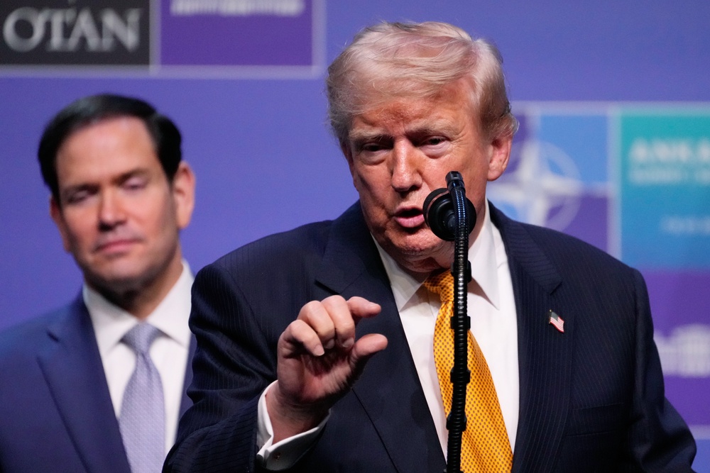 President Donald Trump, on the world stage at the NATO summit in Ankara, Turkey, said, ‘I’m the No. 1 target’ of Iran for assassination. (AP)