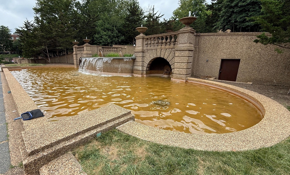 The water in the cascading fountain at Meridian Hill Park will once again ‘run clean’ in the next 24-36 hours, an Interior Department spokesperson said (REUTERS)