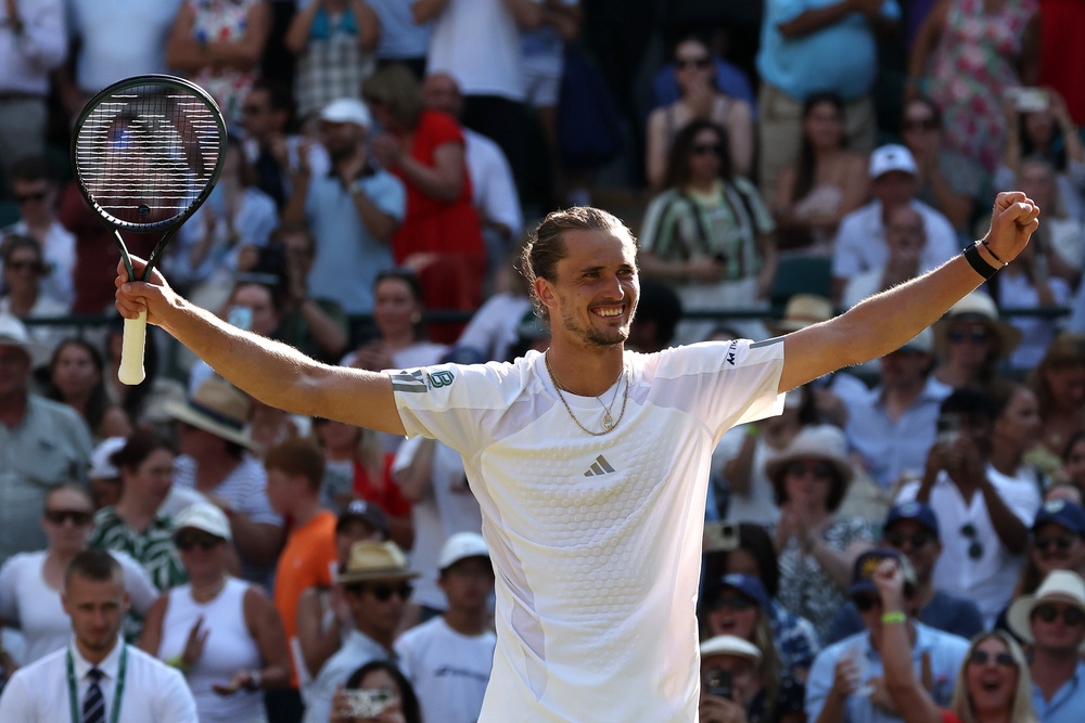 Zverev defeated sixth seed Taylor Fritz to reach his first Wimbledon semi-final (Getty)