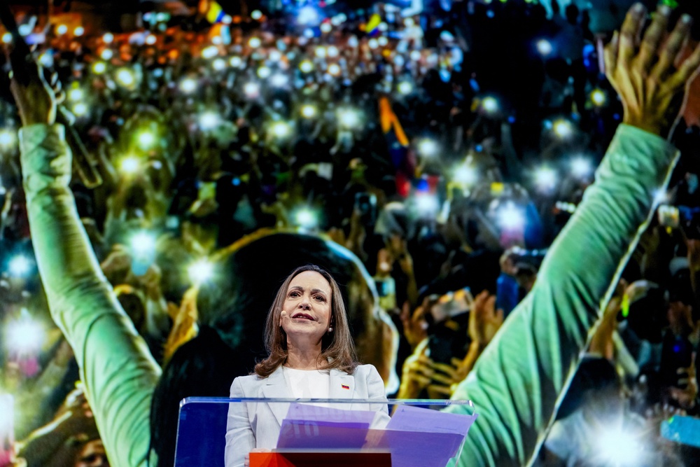 Trump also labeled María Corina Machado as 'wonderful' and remarked upon the time she handed over her Nobel Peace Prize to him (AFP/Getty)