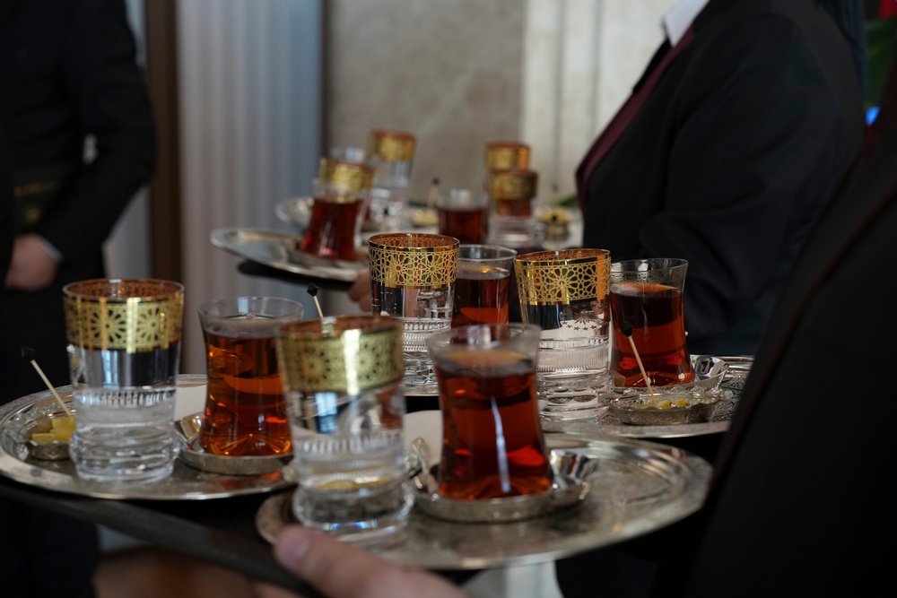 Tea being served during a meeting between Starmer and Erdogan on Wednesday (Getty)