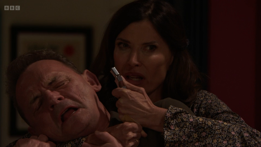 Fans spotted Bea’s corkscrew change colour mid-way through a scene (BBC)