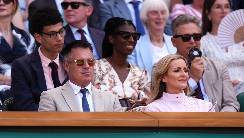 Gabby Logan (right) was also among the revelers at Wimbledon 2026 (PA)
