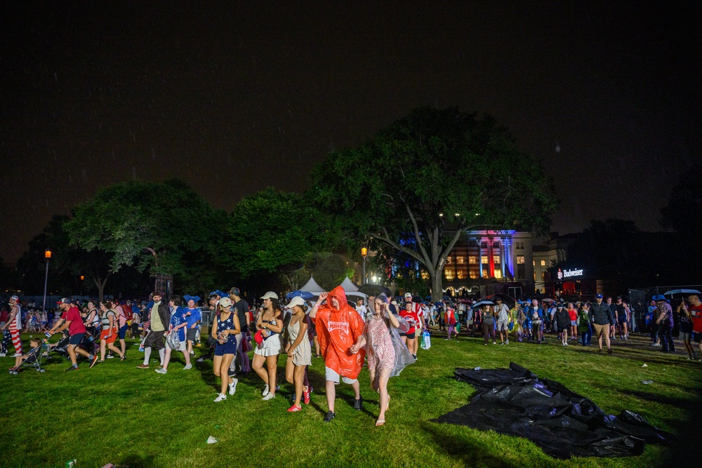 Severe rainstorms prompted President Donald Trump to evacuate the Great American State Fair, being held on the National Mall to celebrate the country’s 250th birthday (Getty)