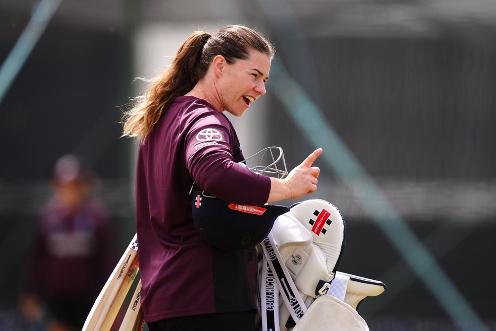 England’s Tammy Beaumont leaves nets with her batting kit (Mike Egerton/PA) (PA Archive)