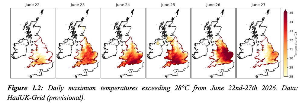 Where the heatwave hit 35C in England and Wales in June (Imperial College London/Met Office/London School of Hygiene & Tropical Medicine)