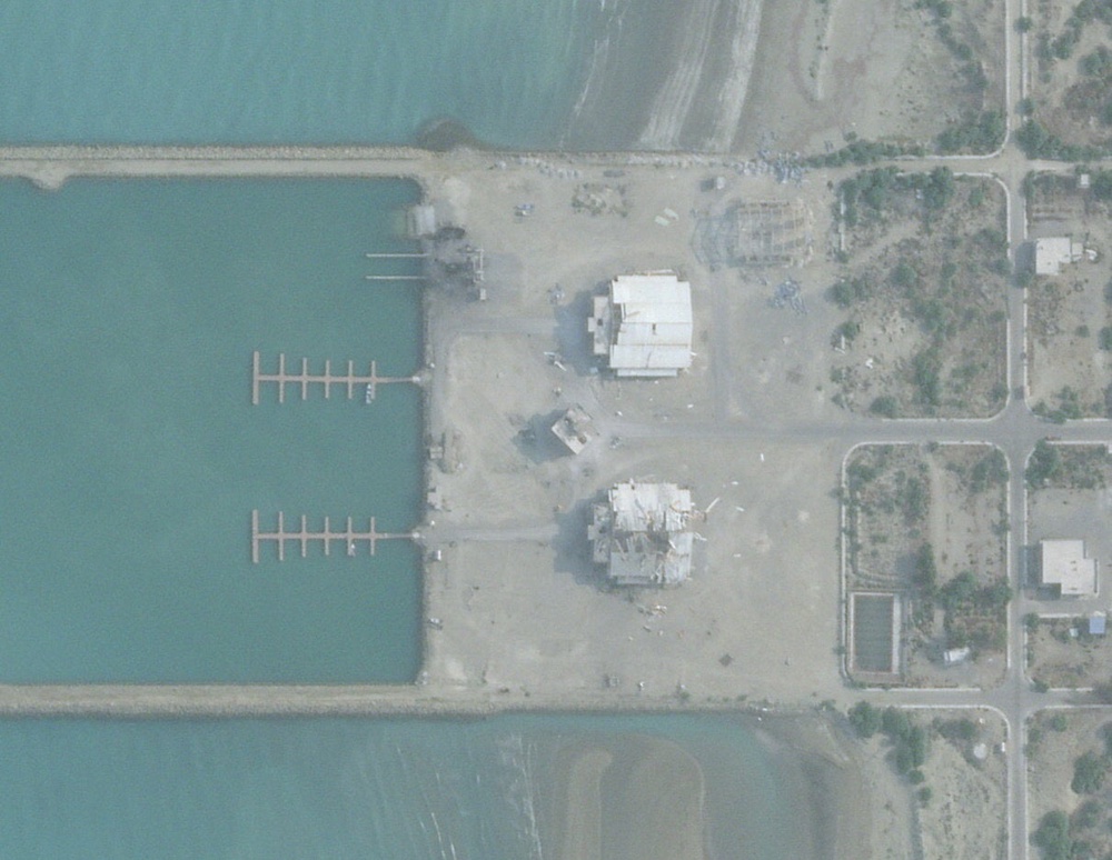 Satellite imagery shows damage to an Iranian port building following recent US strikes in Sarkhur Tahruyi (Reuters)