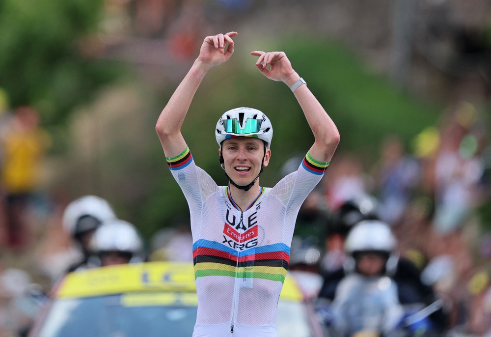 Tadej Pogacar won stage six of the Tour de France (Reuters)