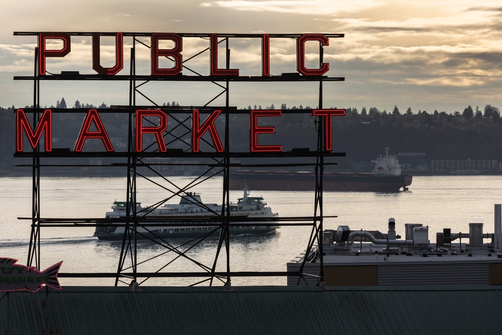 A ferry and a tanker pass through the Puget Sound near Seattle's Pike Place Market in Seattle, Washington, in March 2022. The cancer was first detected there in 2022 (Getty Images)