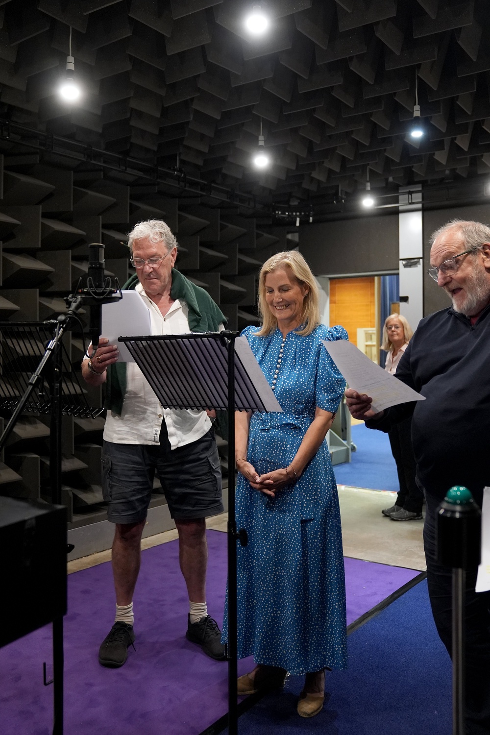 Sophie with actors Tim Bentnick who plays David Archer, David Troughton who stars as Tony Archer (Joe Giddens/PA)