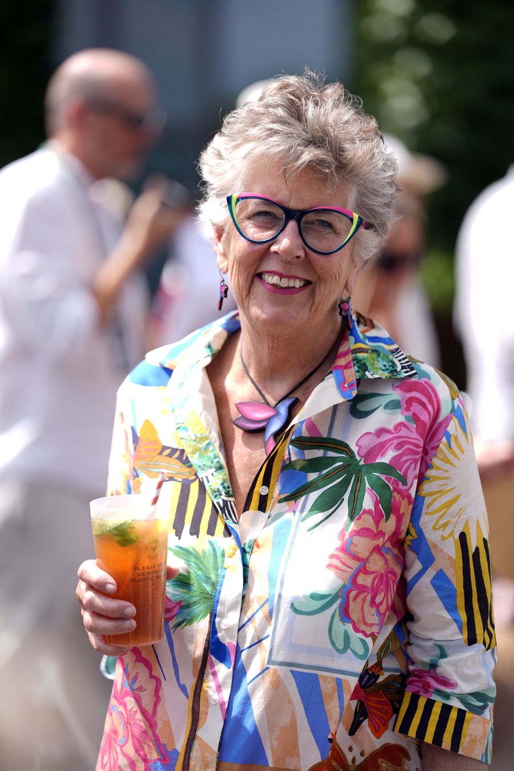 Dame Prue Leith brought her signature bright style to Wimbledon