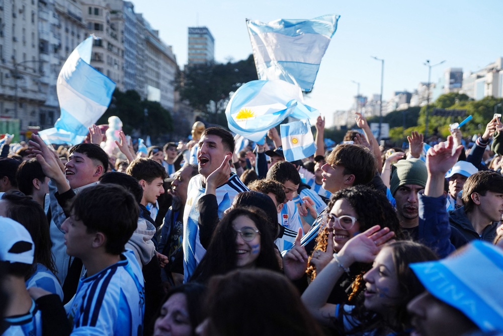 The Argentina fans have been chanting about Messi, Maradona and the Falkland Islands (Reuters)