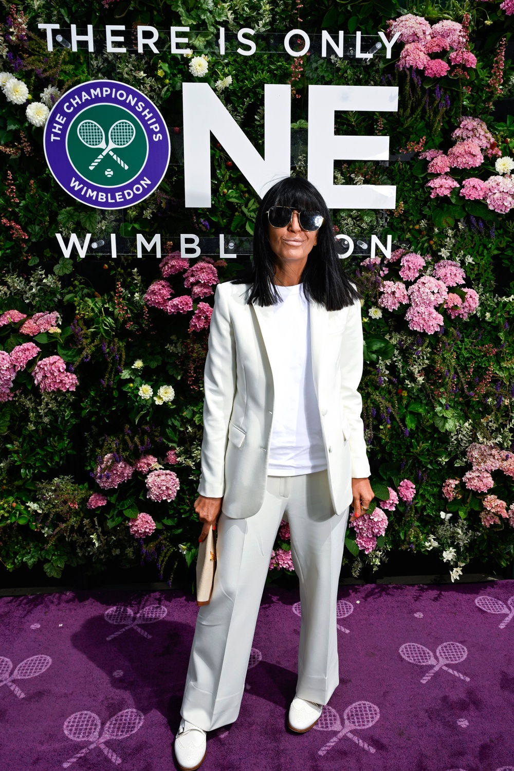 Claudia Winkleman rocks a white suit at Wimbledon (Getty)
