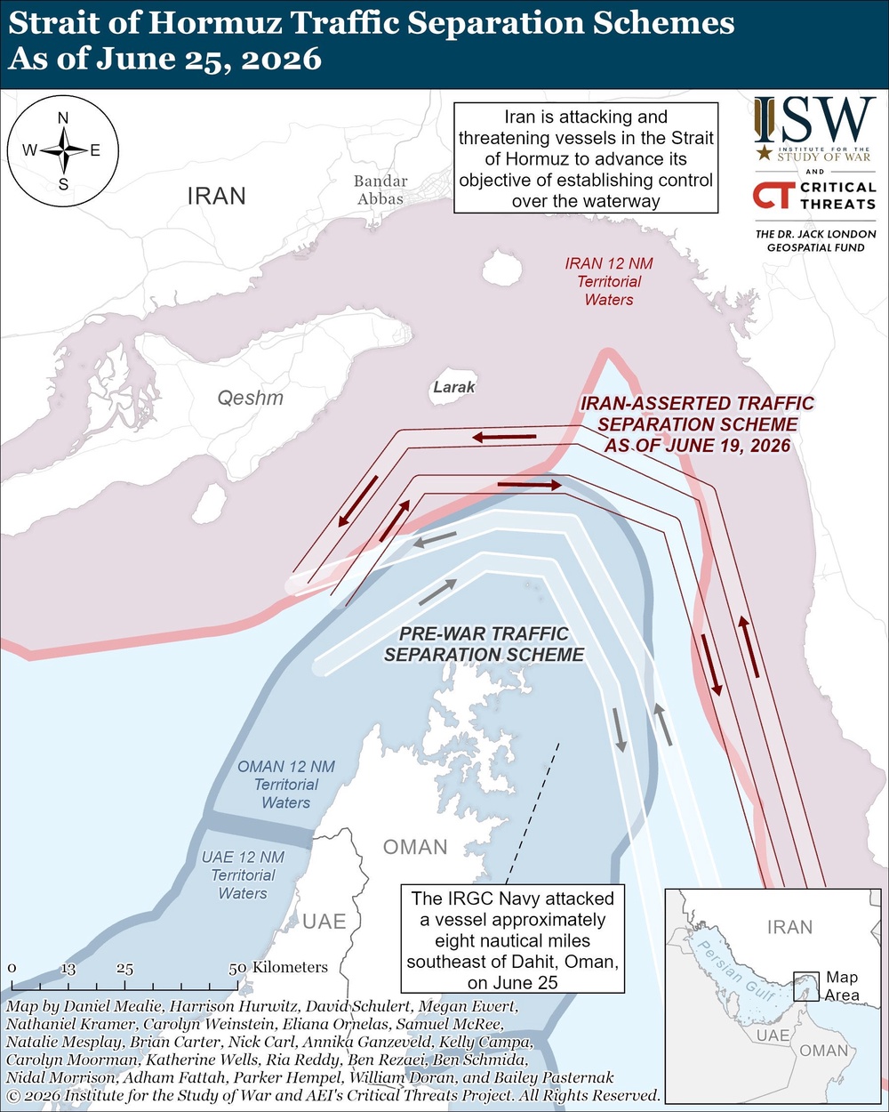 A map released by the Institute for the Study of War shows the changes in shipping lanes (Institute for the Study of War)