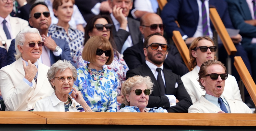 Sandi Toksvig at Wimbledon, alongside Damien Lewis (PA)