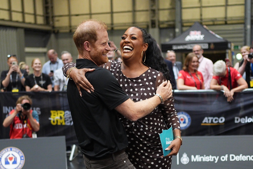 The Duke of Sussex was greeted by Alison Hammond at the Invictus Games countdown event (Aaron Chown/PA) (PA Wire)