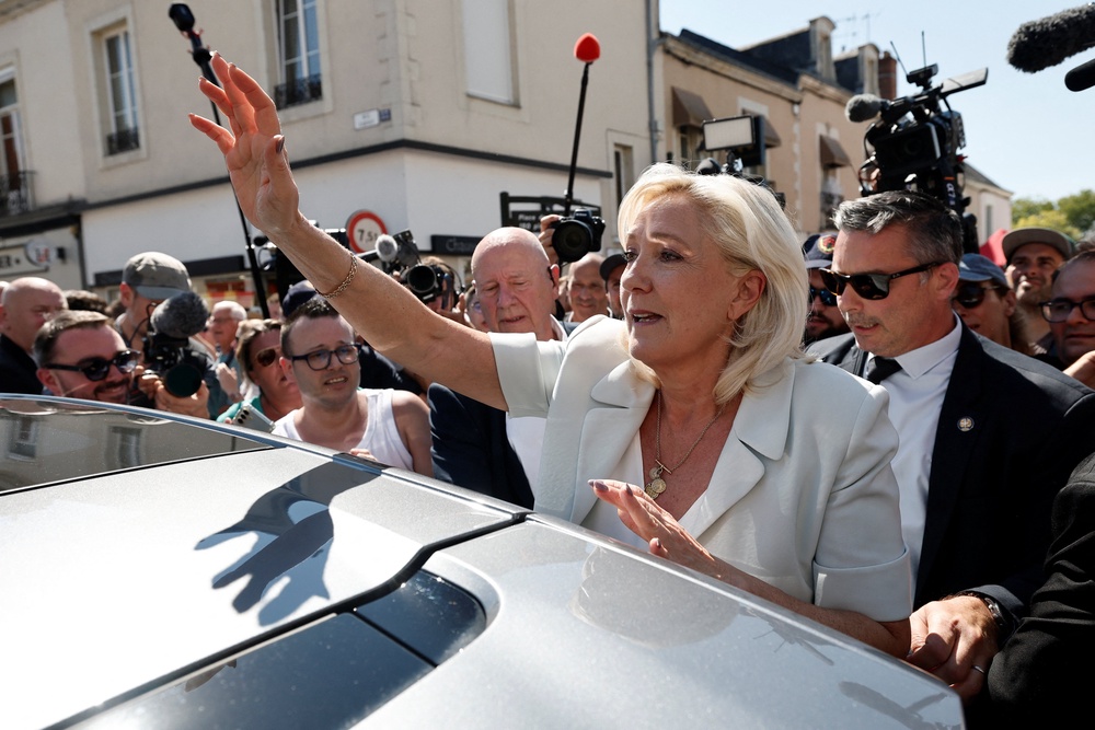 Le Pen drew huge crowds in Le Fleche a day after she announced her candidacy for the 2027 French presidential election (Reuters)