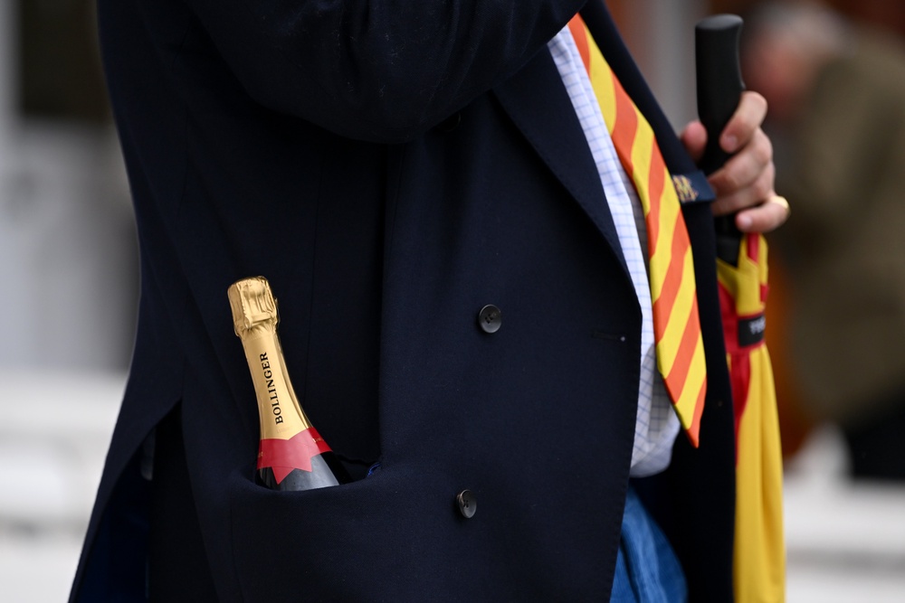 A bottle of champagne in the jacket pocket of an MCC member at Lord's last month (Getty)