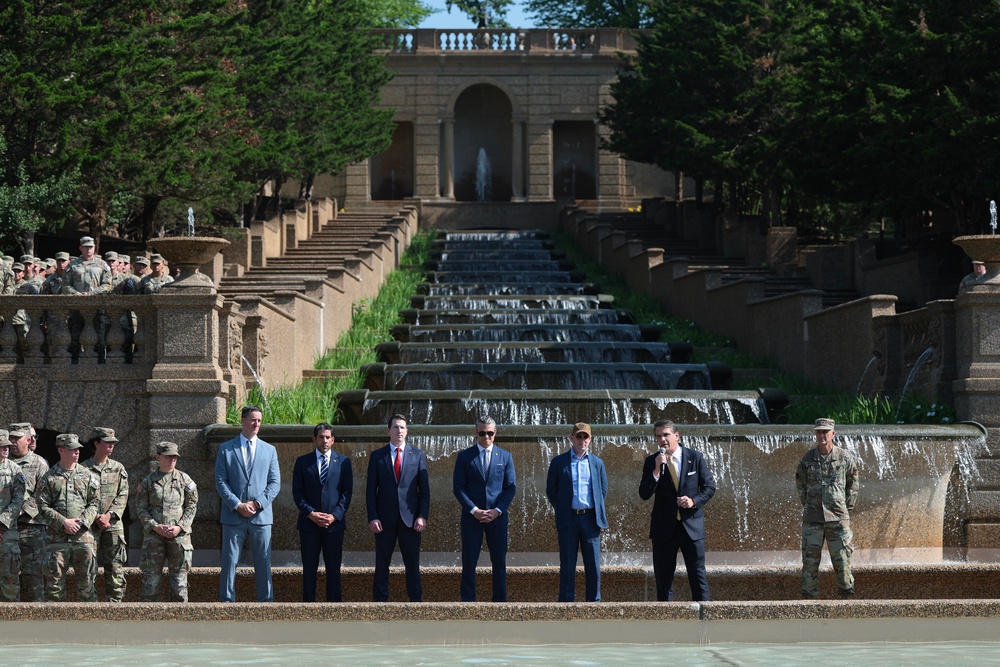 Acting U.S. Attorney General Todd Blanche gives remarks to members of the U.S. National Guard at Meridian Hill Park on July 02, 2026 in Washington, DC. (Getty)