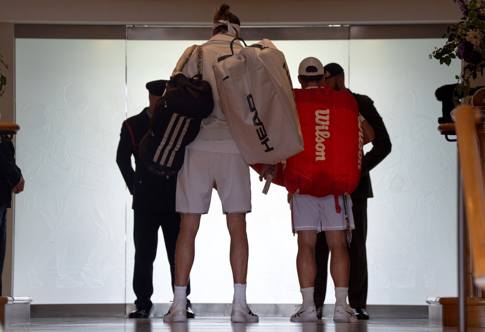 Alexander Zverev, left, towered over Arthur Fery (Ben Whitley/PA) (PA Wire)