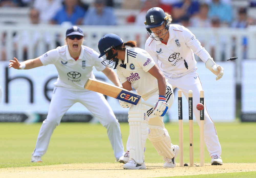 India captain Harmanpreet Kaur made a half-century (Nigel French/PA) (PA Wire)