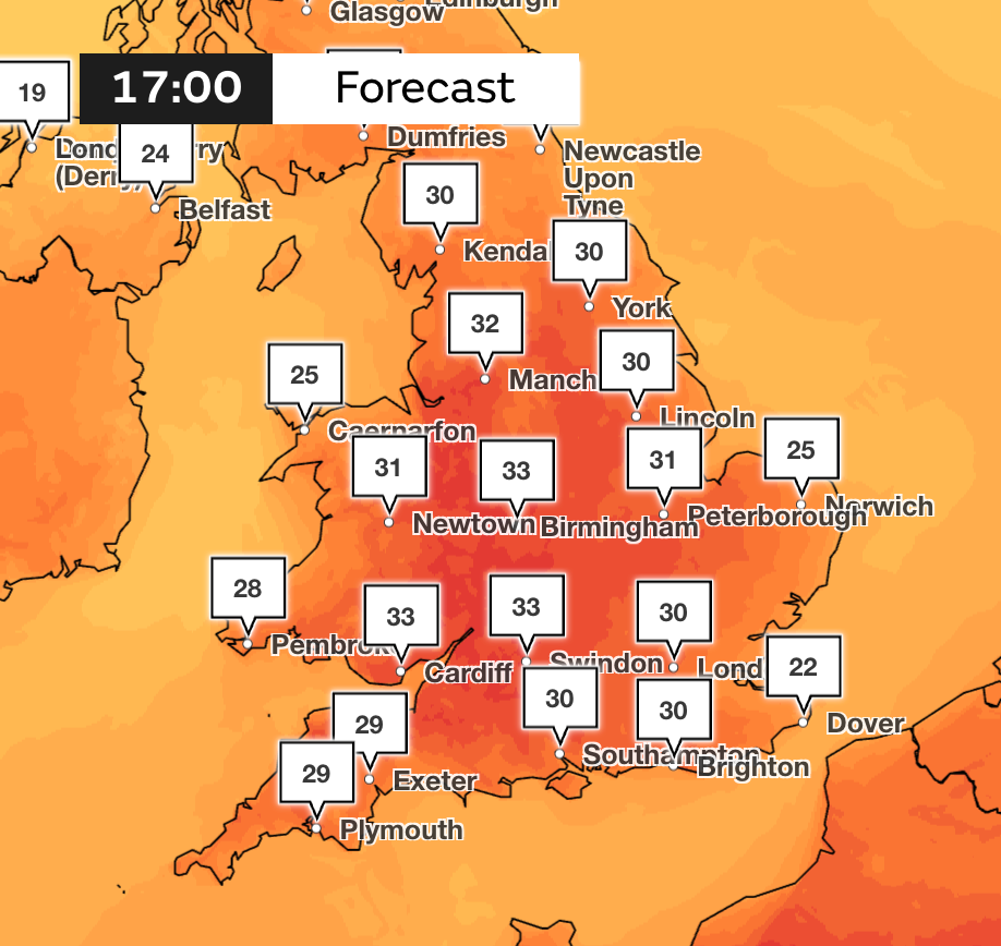 Friday afternoon is set to be sweltering (Met Office)