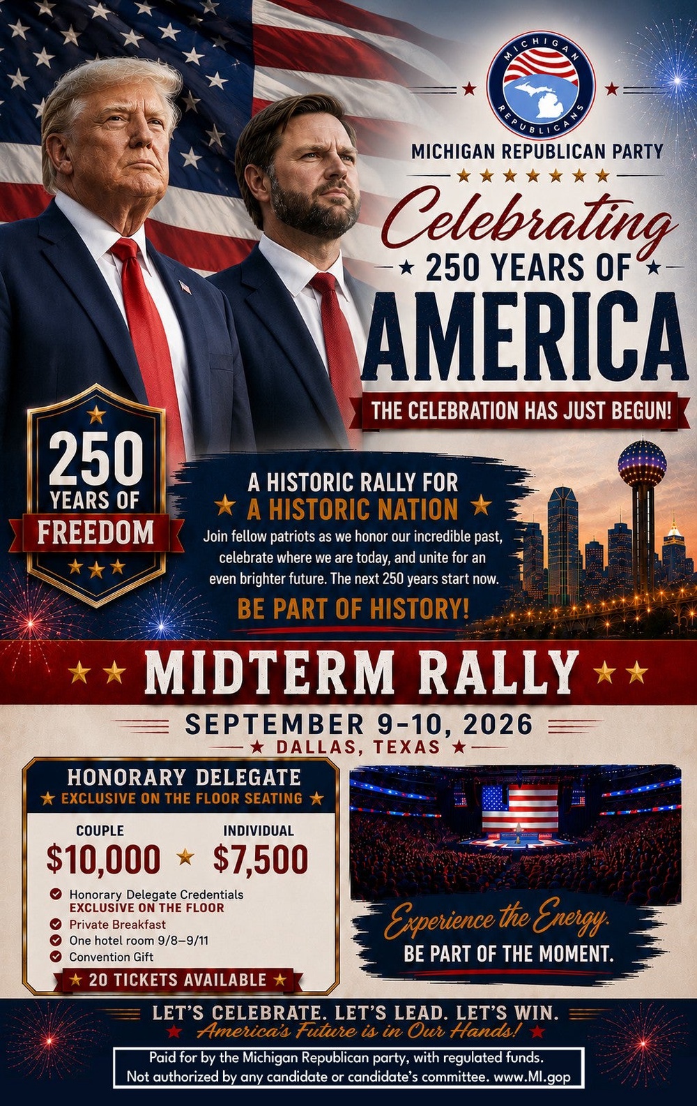 A promotion for the Republican 'midterm convention' being held in Dallas, Texas, this September posted on the Michigan GOP websie (Michigan Republican Party)