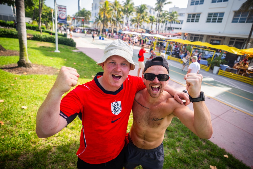 Jack Williamson, 32, (left) and Josh Dolman, 34, pose on South Beach in Miami (James Manning/PA) (PA Wire)