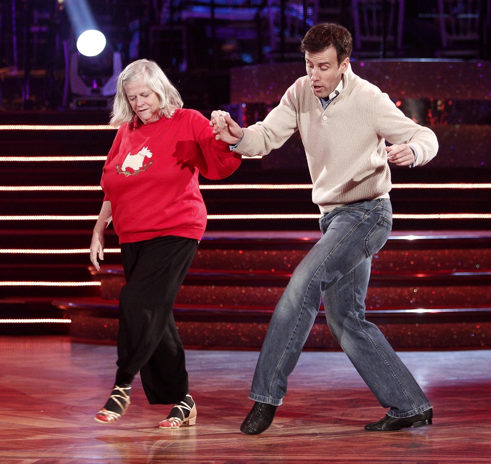 Ann Widdecombe and Anton du Beke going through their routine at Blackpool's Tower Ballroom (PA)