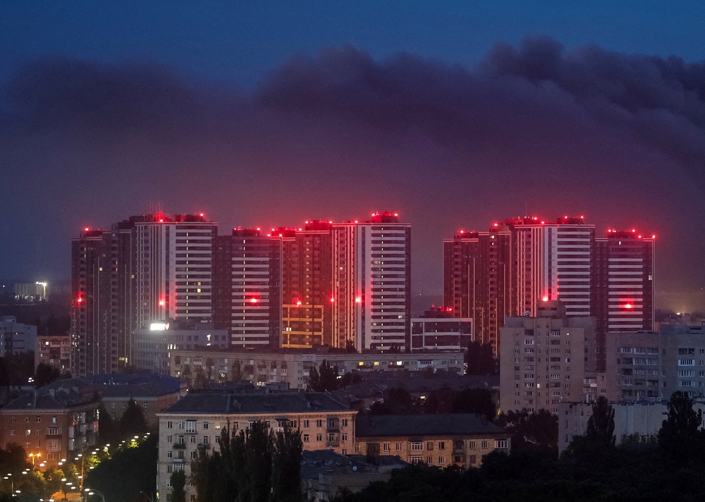 Smoke rises in the city during a Russian missile strike, amid Russia's attack on Ukraine, in Kyiv (Reuters)