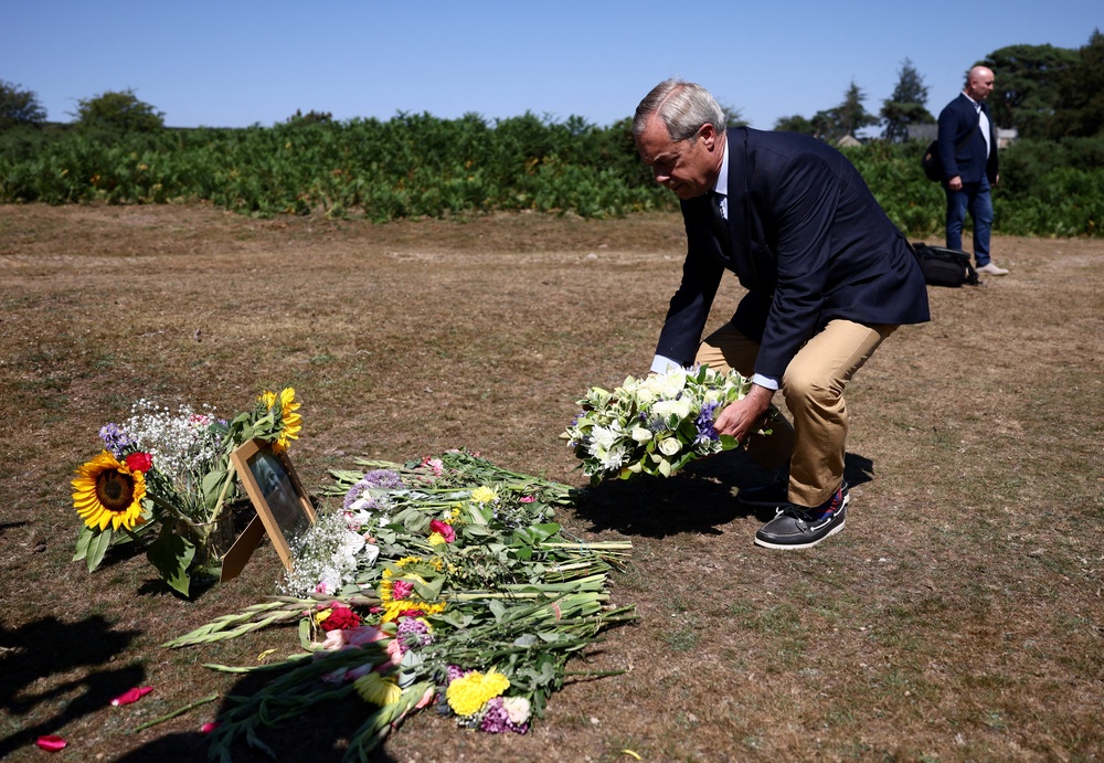 Nigel Farage was in Devon on Saturday to pay tribute to Ann Widdecombe (Reuters)