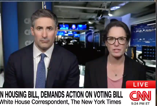 Swan (left) said that ‘many people disagree with the president’s assessment’ and thanked people for reading the book, while Haberman said that interest in the book was so strong, ‘hardcovers are being restocked’ (CNN)