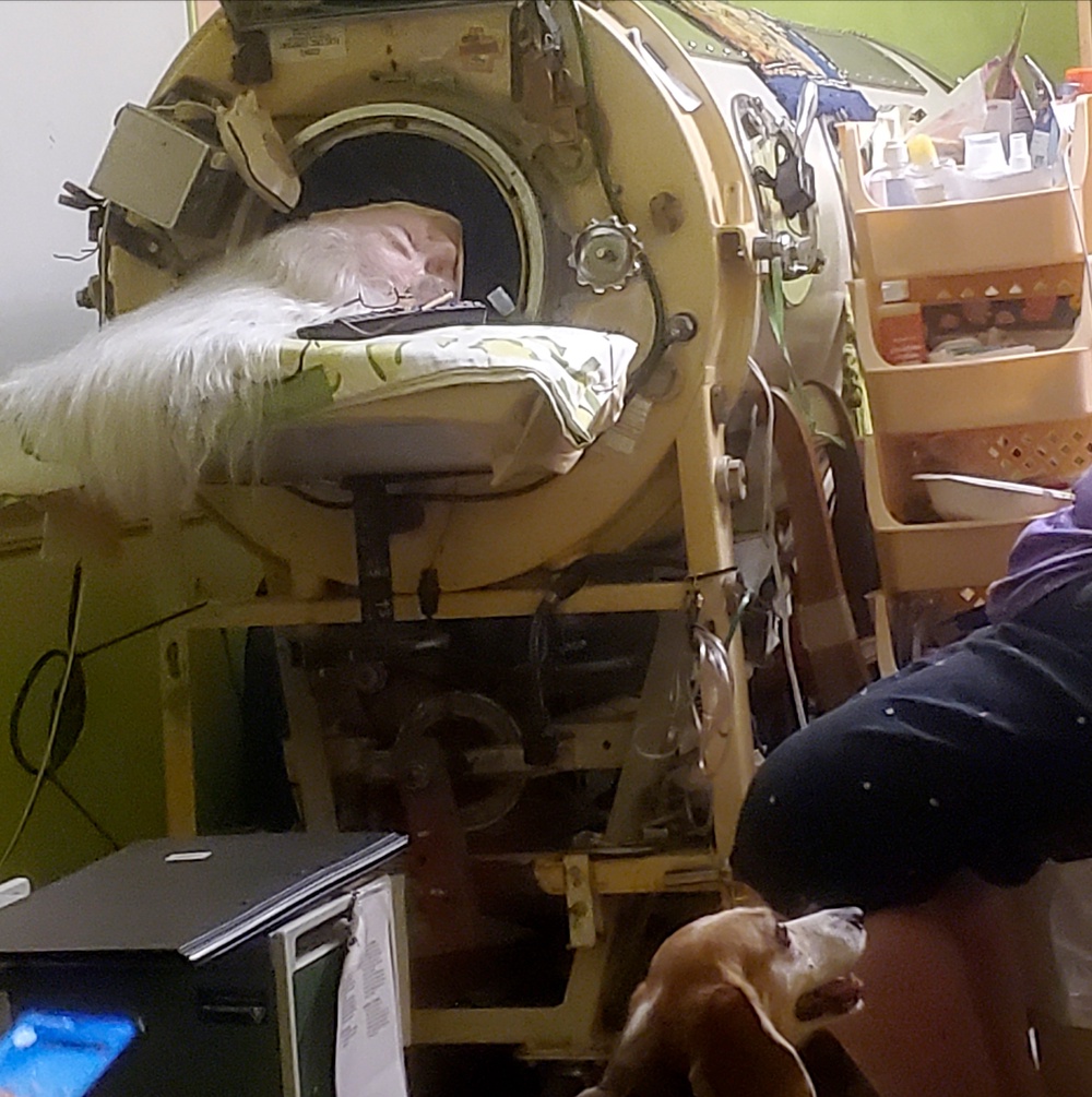 Martha Lillard in her iron lung (AP)